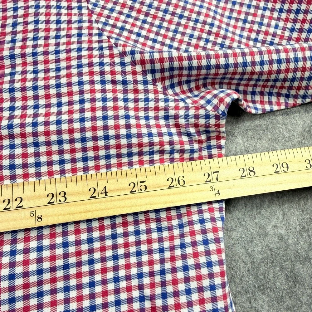 Nordstrom Mens Shop Smartcare Gingham Shirt Red White Blue 18 35 Traditional Fit